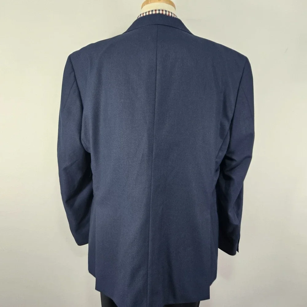 Stafford Essentials Men's Sport Coat Blazer Two Button Navy Polyester Blend 46L
